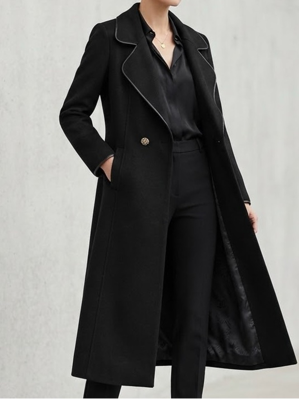 100% Wool Black Women's Coat